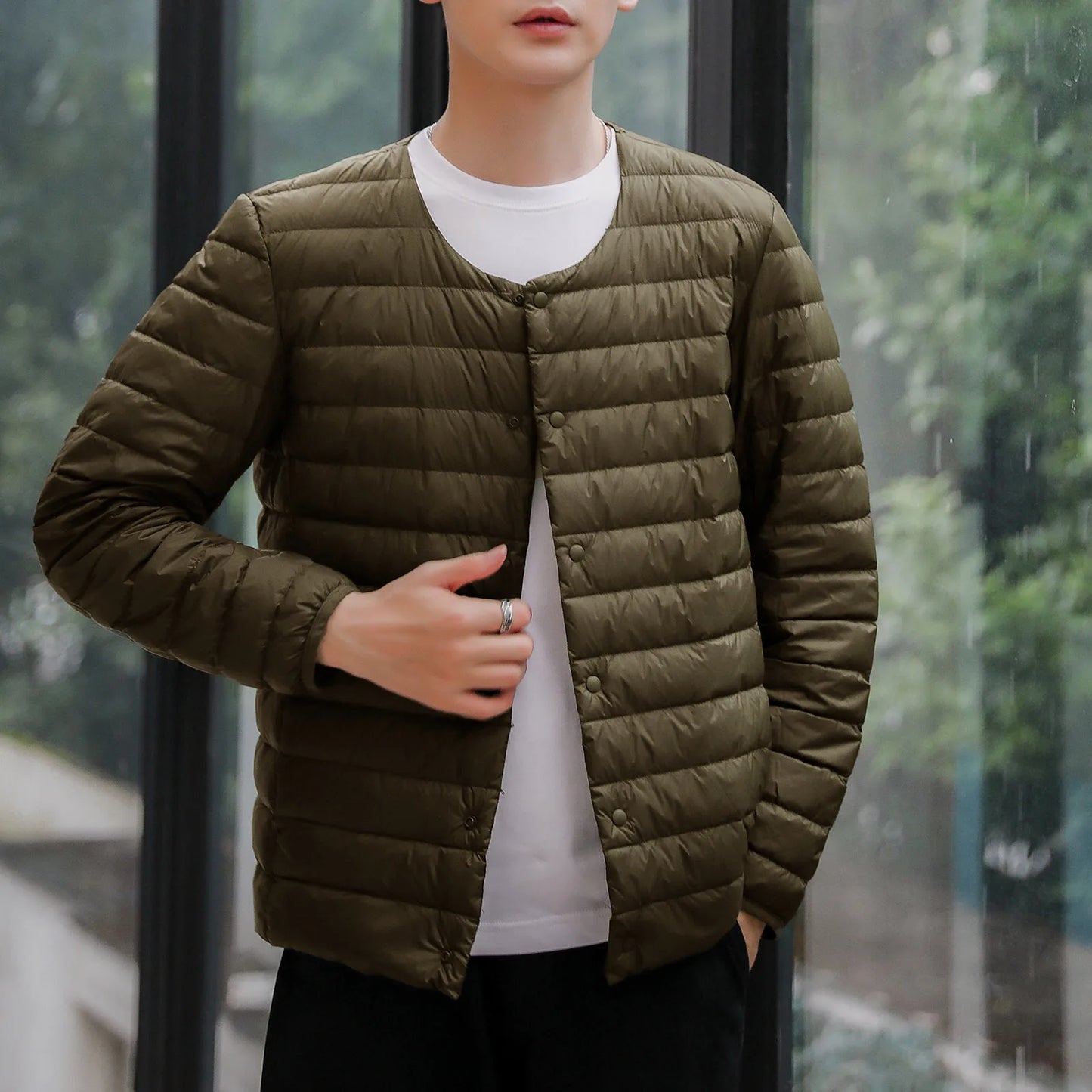 Men’s Ultra Light Winter Puffer Jacket. Warm Casual Waterproof Coat
