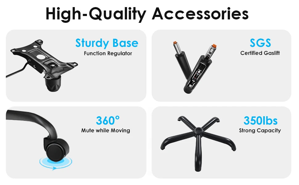 Ergonomic High Back Office Chair with Adjustable Headrest, Lumbar Support, Flip-Up Armrests & Reclining Computer Desk Chair