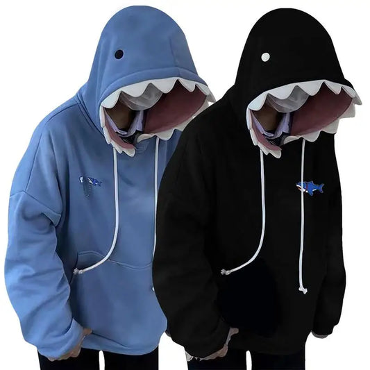 Shark Hooded Sweatshirt Women Men Blue Long Sleeve Pullover