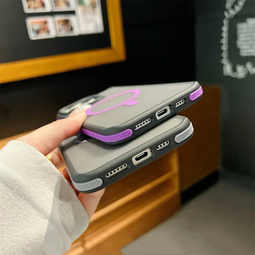 Magnetic Luxury Matte Translucent Armor Shockproof Phone Case For iPhone Samsung