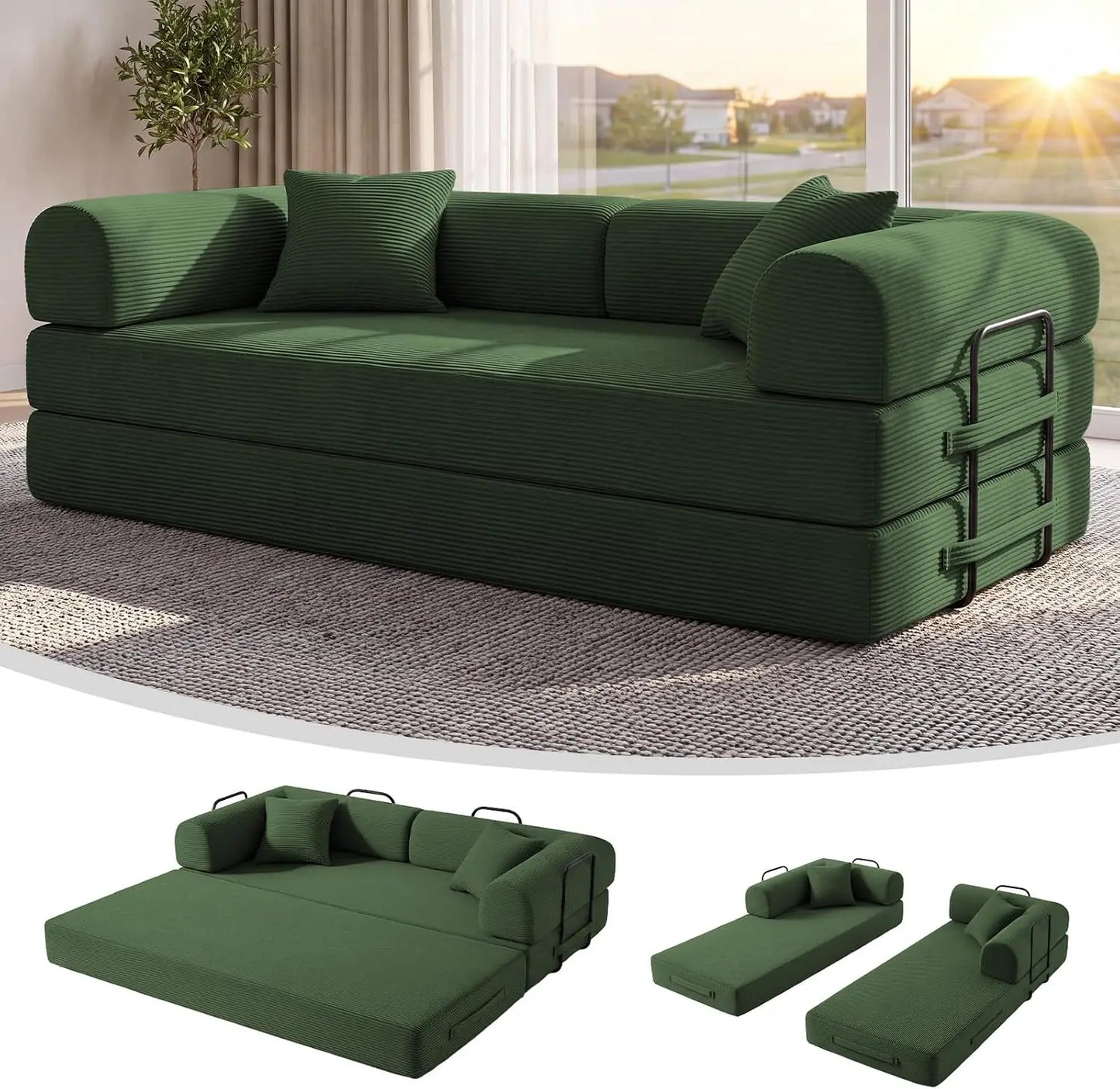 78.8-Inch Convertible Futon Sofa Bed with High Back