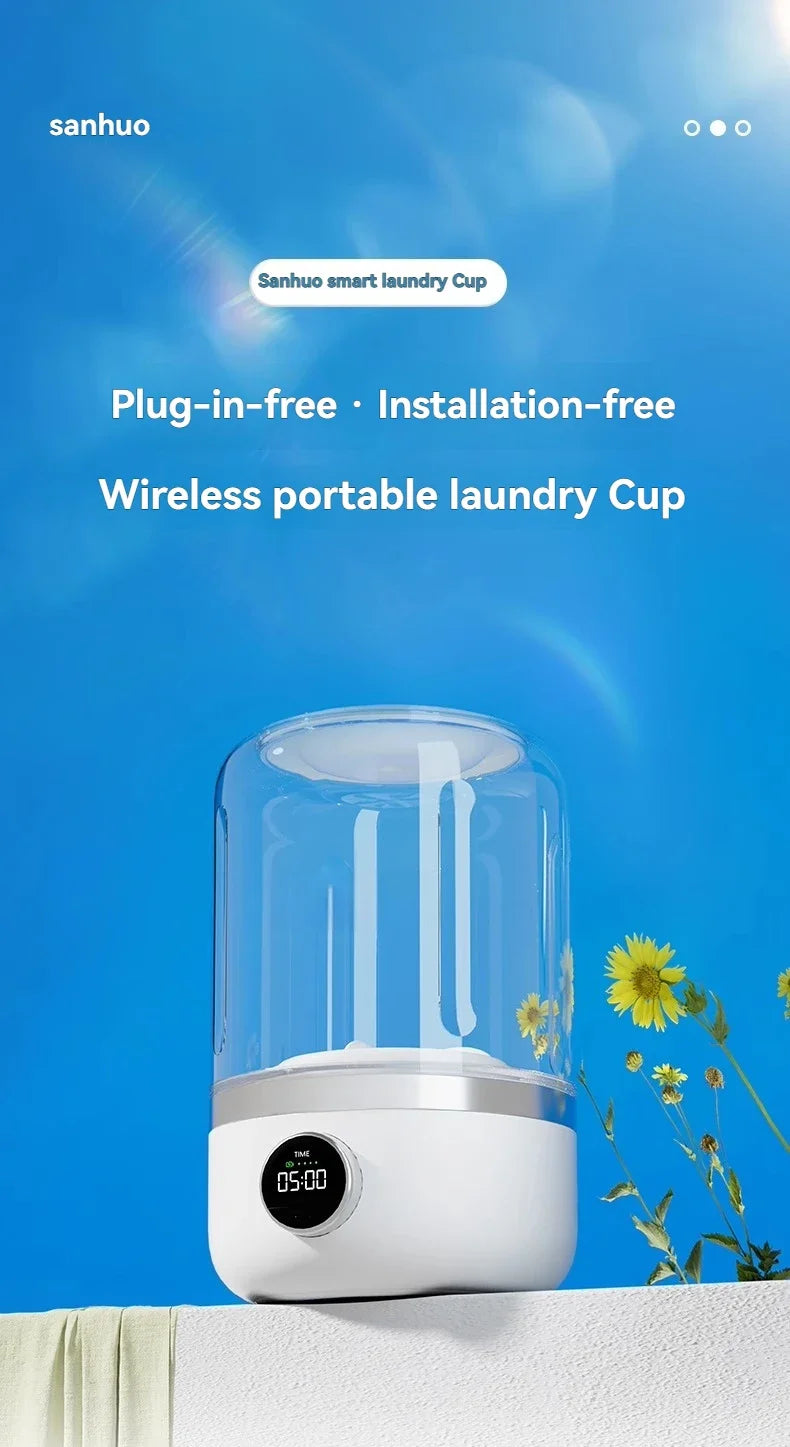 Portable Mini Washer, USB Rechargeable Cordless, 1.2L Capacity For Underwear, Socks & Baby Clothes, 3 Cleaning Modes, Quiet & Compact For Travel, Dorm, Apartment