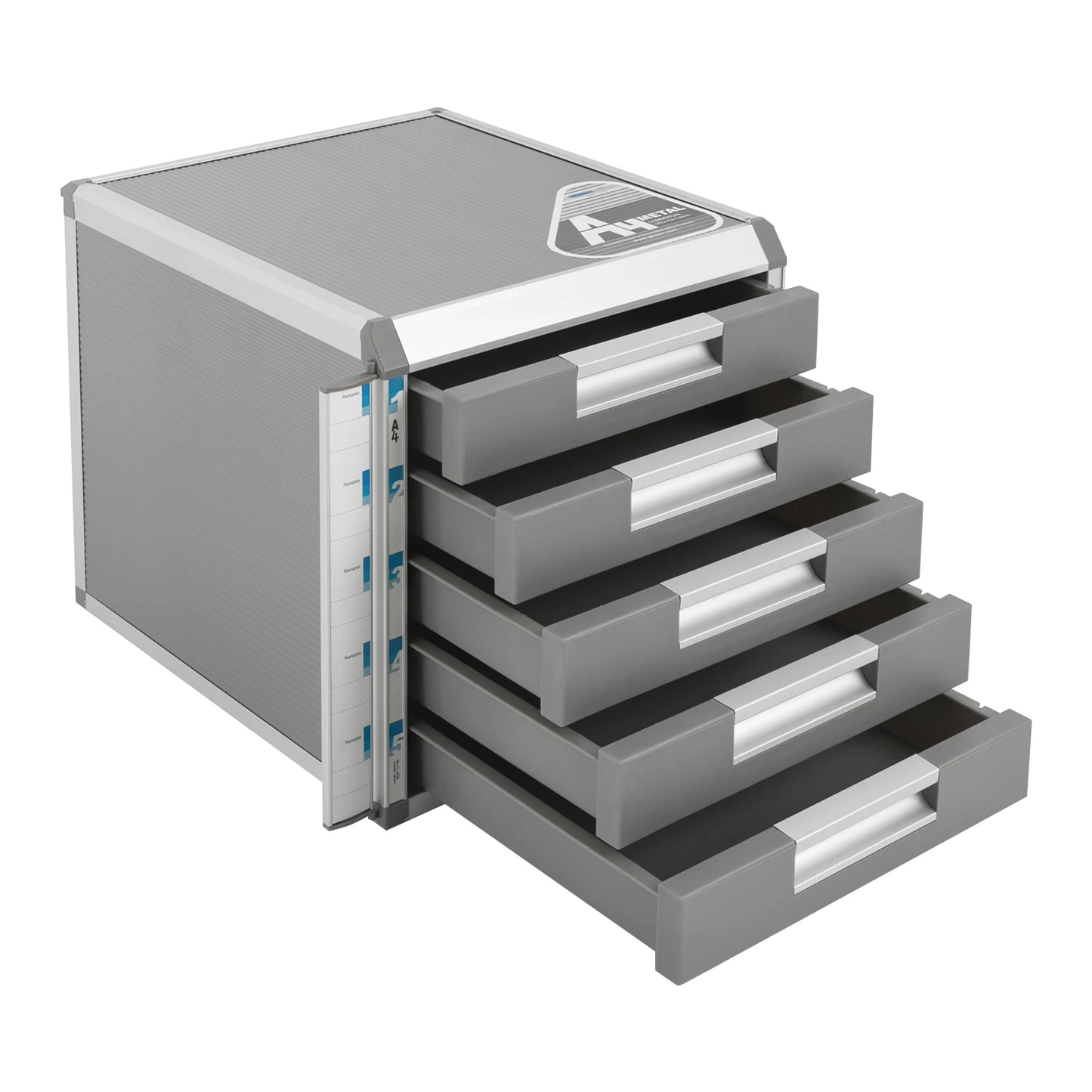 5 Drawer Locking File Organizer, A4 Document Storage Cabinet with Aluminum Alloy Frame, Secure Desktop Filing System for Home & Office  Description