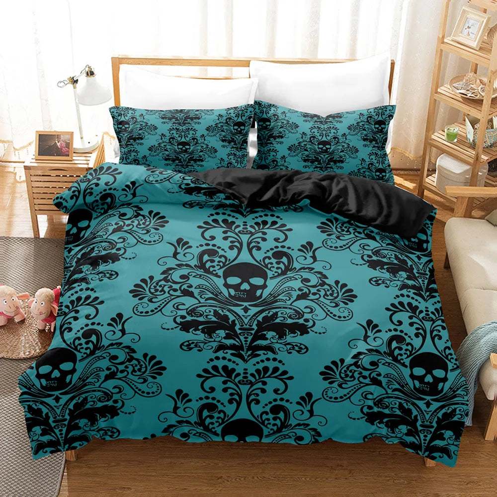 Gothic Style Skull Bedding Sets For Adults Bed Supplies Set Duvet Cover Set With Pillowcases No Filling Luxury Birthday Gifts