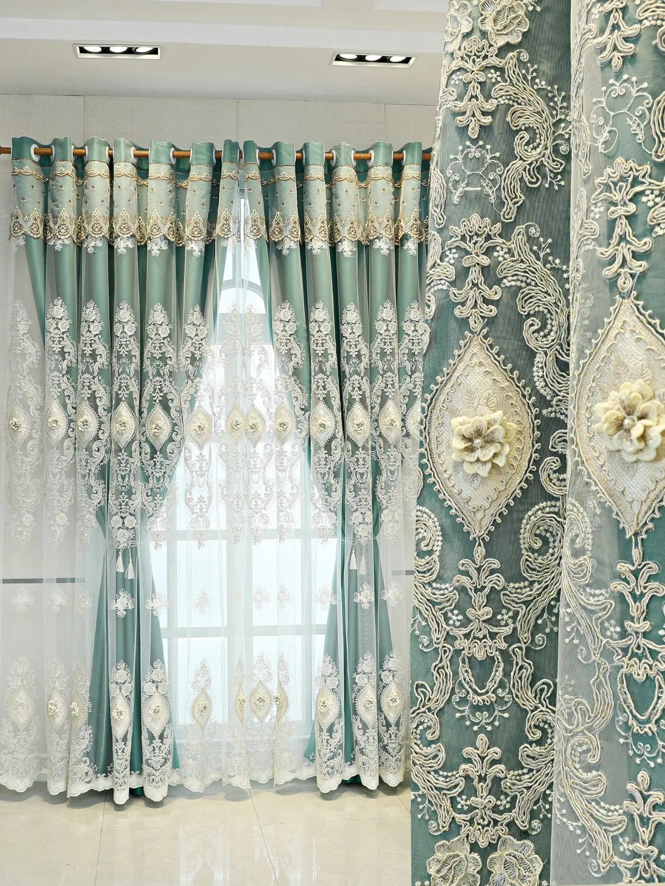 Luxury Vintage Embroidered Sheer Curtain Panel
