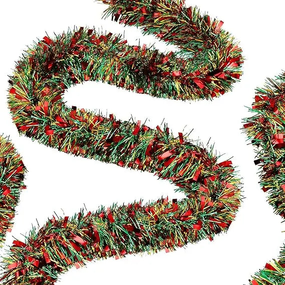 50 Feet Christmas Tinsel Garland Metallic Twist Garland Xmas Tree Decorations Wedding Birthday New Year Hanging Ornaments Party