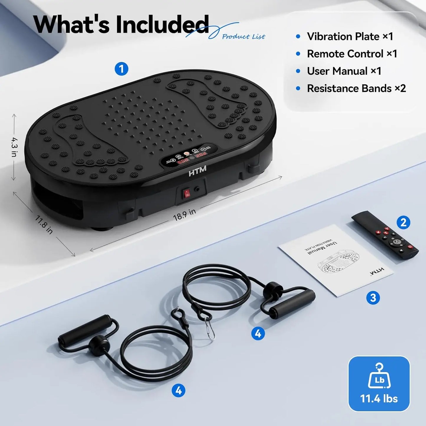 Magnetic Vibration Plate Exercise Machine. 120 Level Full Body Fitness Trainer with Resistance Bands