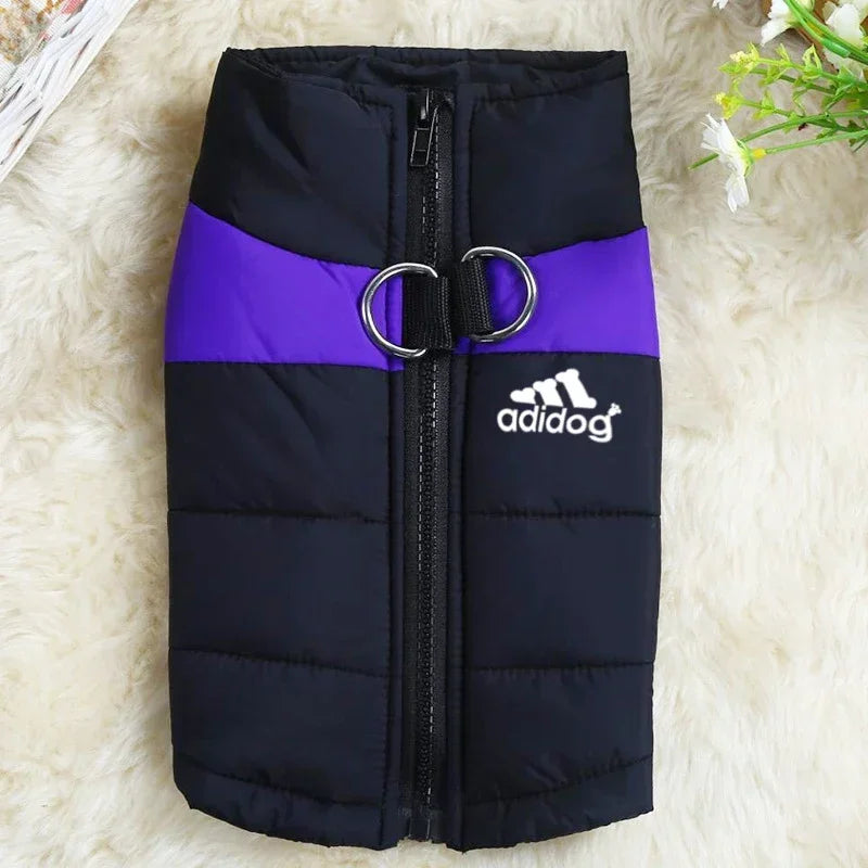 Waterproof Winter Dog Jacket. Warm Padded Pet Coat with Zipper Vest