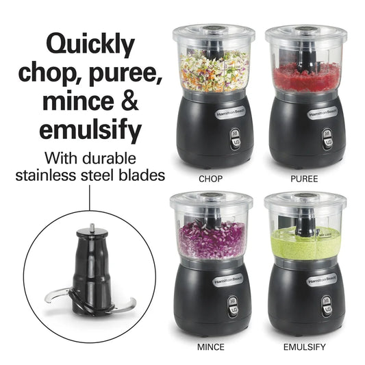 2 Speed Food Chopper 3 Cup Bowl BPA Free Powerful 350 Watt Mini Processor with Oil Dispenser Chopping Pureeing Mincing