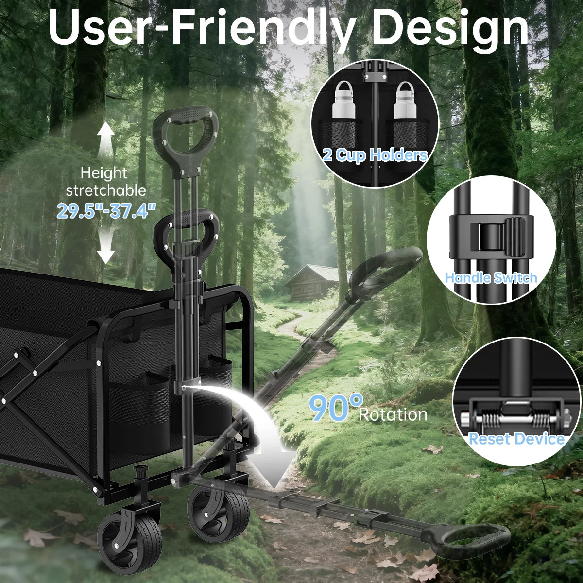 400 lb Heavy-Duty Collapsible Utility Wagon with All-Terrain Wheels