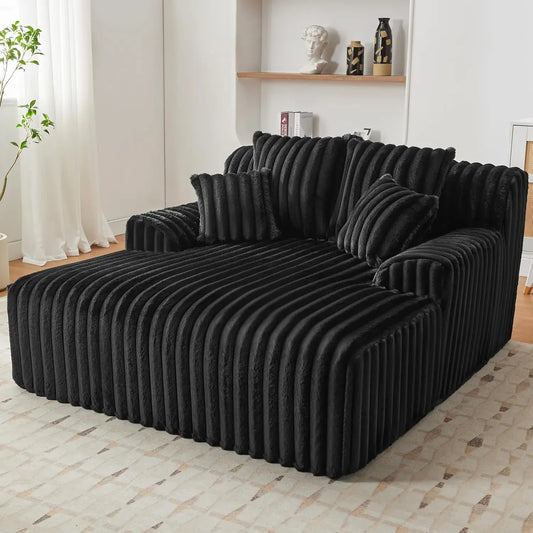 53.5”W Oversized Chaise Lounge Chair Indoor, Boneless Couch Chair with 4 Pillows, Comfy Reading Chairs with Wide Arms,