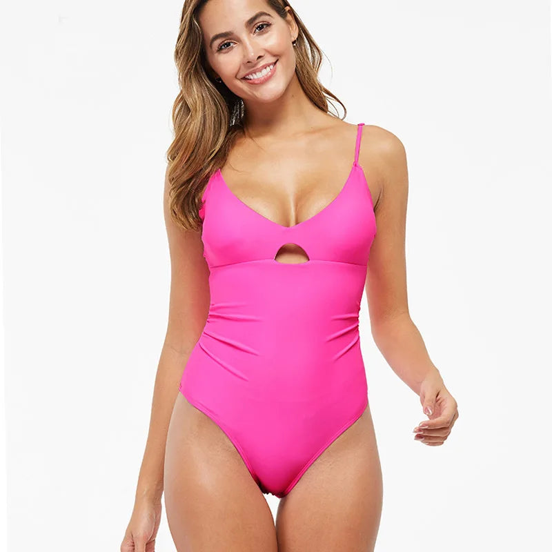 Women’s Backless V-Neck One-Piece Swimsuit