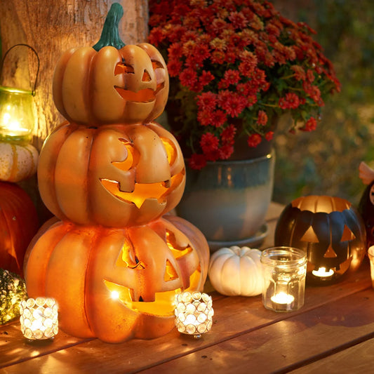 Halloween Light Up Stacked Pumpkins Indoor Outdoor Decor