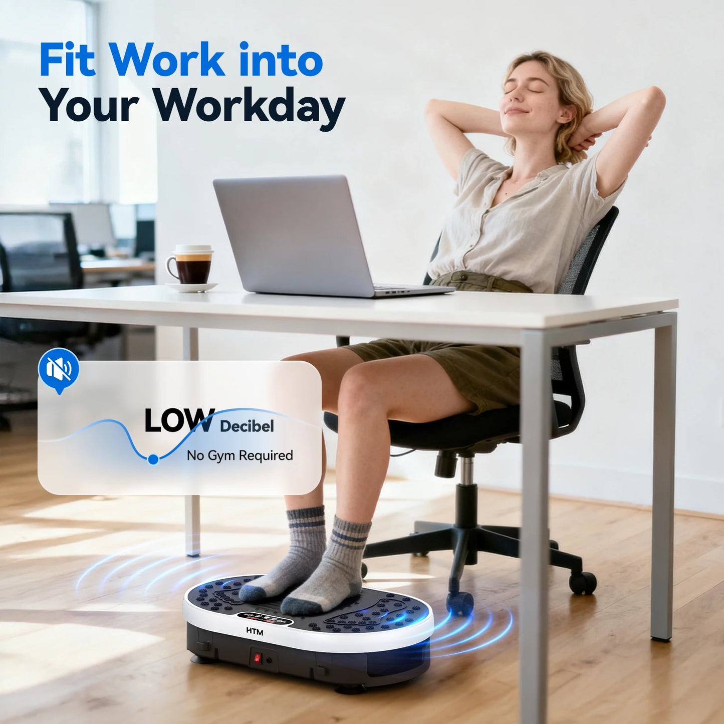Magnetic Vibration Plate Exercise Machine. 120 Level Full Body Fitness Trainer with Resistance Bands