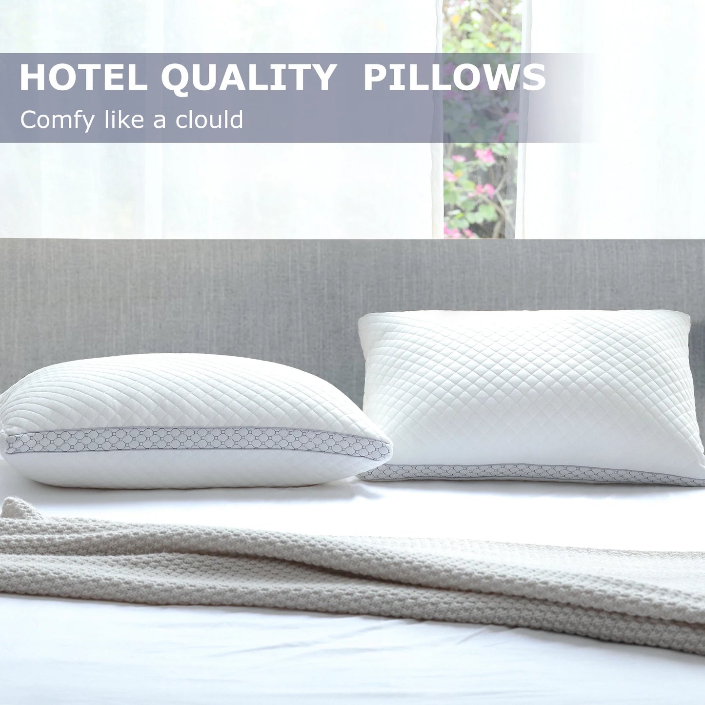 BedStory Standard Pillow Set of 2 – Soft Knitted Cover, Down Alternative Fill, Supportive & Breathable for All Sleep Positions