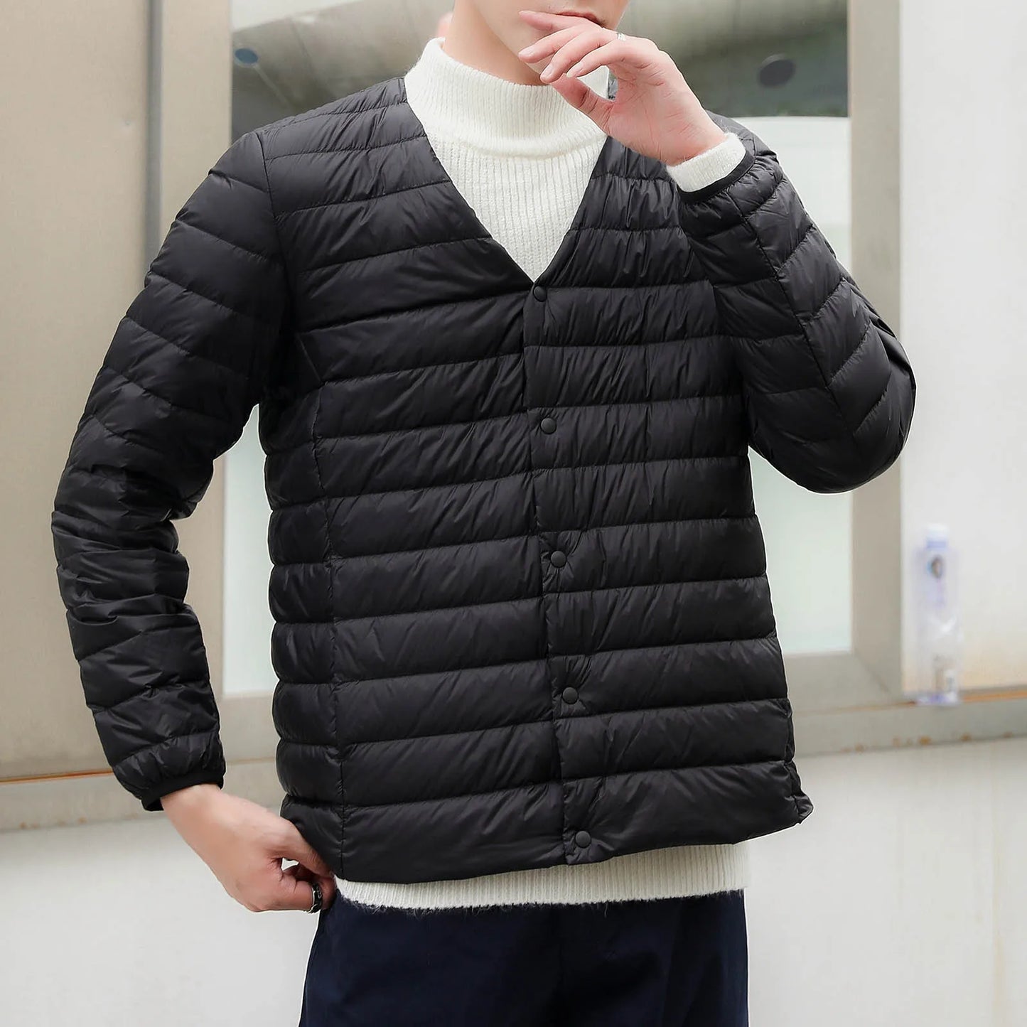 Men’s Ultra Light Winter Puffer Jacket. Warm Casual Waterproof Coat