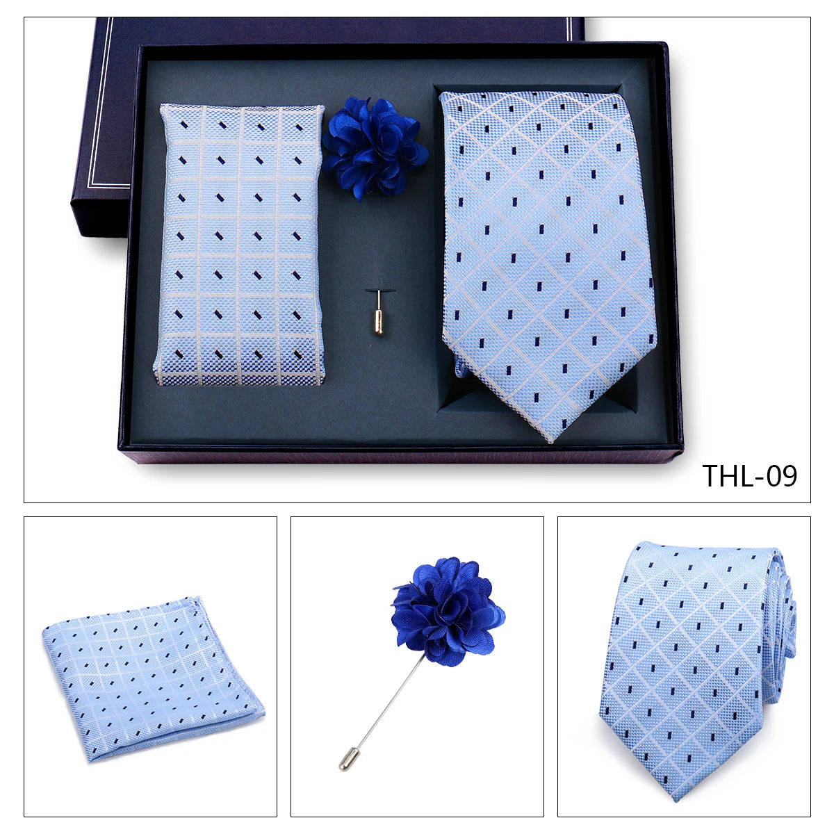 Luxury Men’s Paisley Necktie Gift Set. Silk Tie, Pocket Square, Cufflinks & Gift Box for Weddings & Business