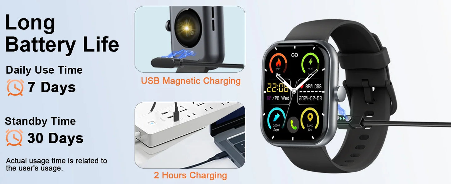 Multi-Function Smart Watch with Fitness Tracking & Bluetooth Connectivity