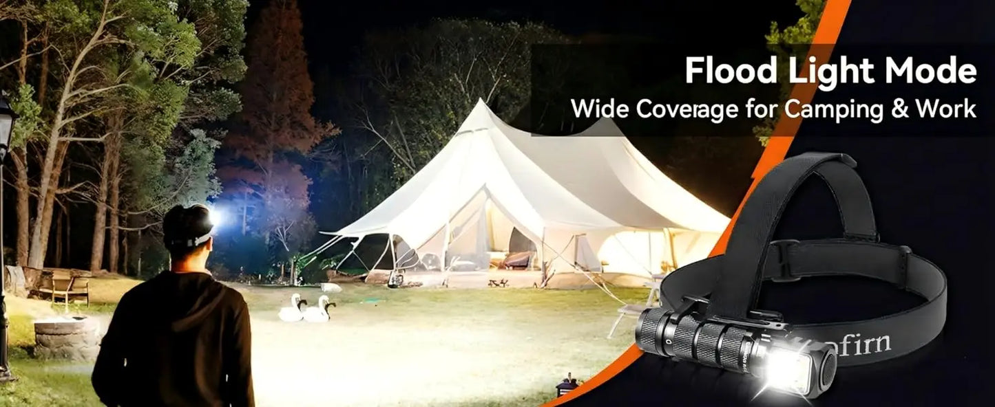 Rechargeable LED Headlamp with Red Light Mode – USB-C Headlamp for Camping, Hiking, Running & Emergency Use