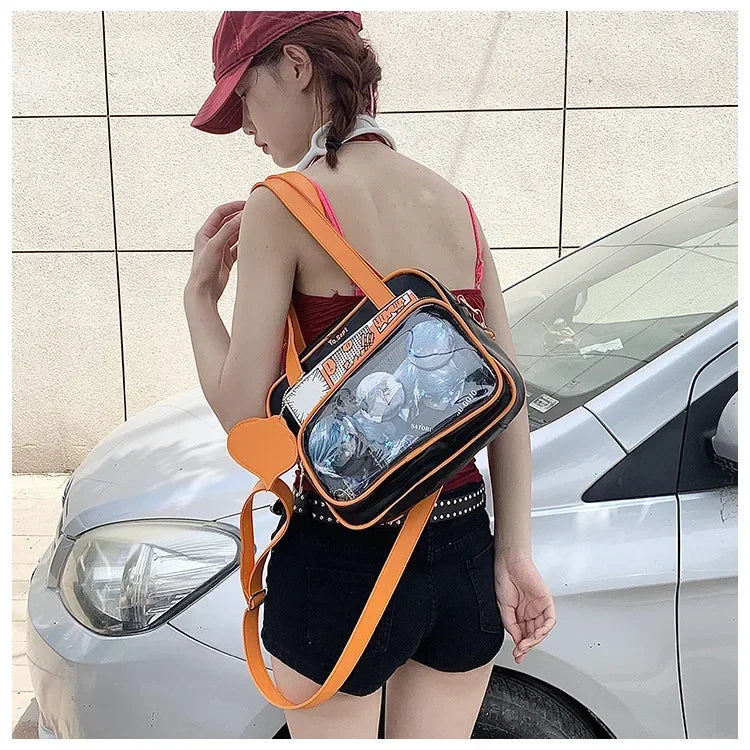 Y2K Japanese Harajuku Ita Bag for Women Cute Shoulder Bag Girls Transparent Itabag Crossbody Bag JK Shoulder Bags Handbags