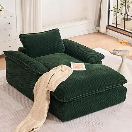 Oversized Chair With Ottoman Indoor Lounge Brown Wood Frame