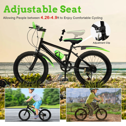 20-Inch 7-Speed Mountain Bike . Adult & Teen Bicycle with Dual Disc Brakes and Adjustable Seat
