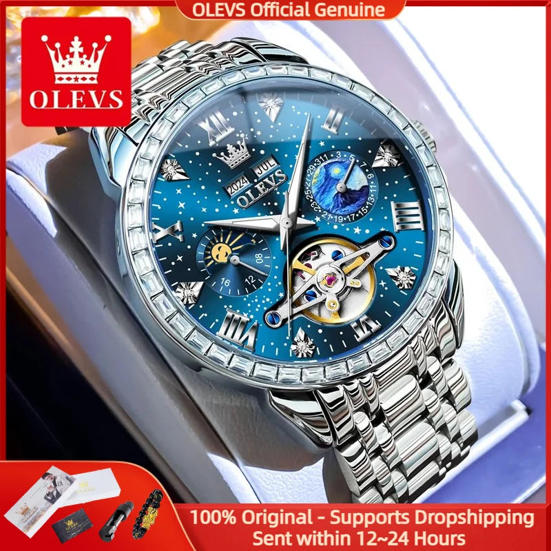 Men’s Mechanical Skeleton Watch – Stainless Steel Luxury Sports Design