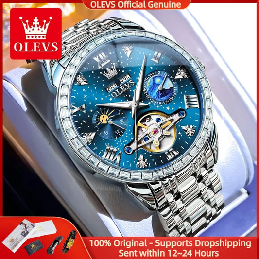 Men’s Mechanical Skeleton Watch – Stainless Steel Luxury Sports Design