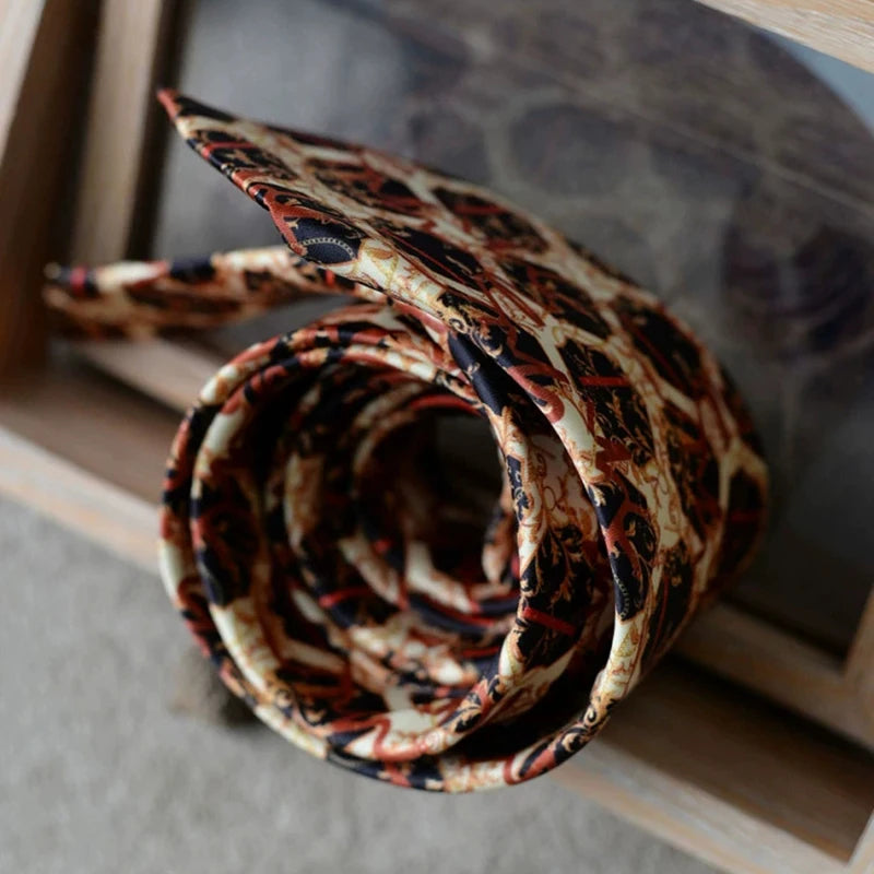8cm Width New Design Printed Neckties Retro Anchor Animal Green Brown Neck Ties For Men Daily Wear Shirt Tuxedo Accessories Gift