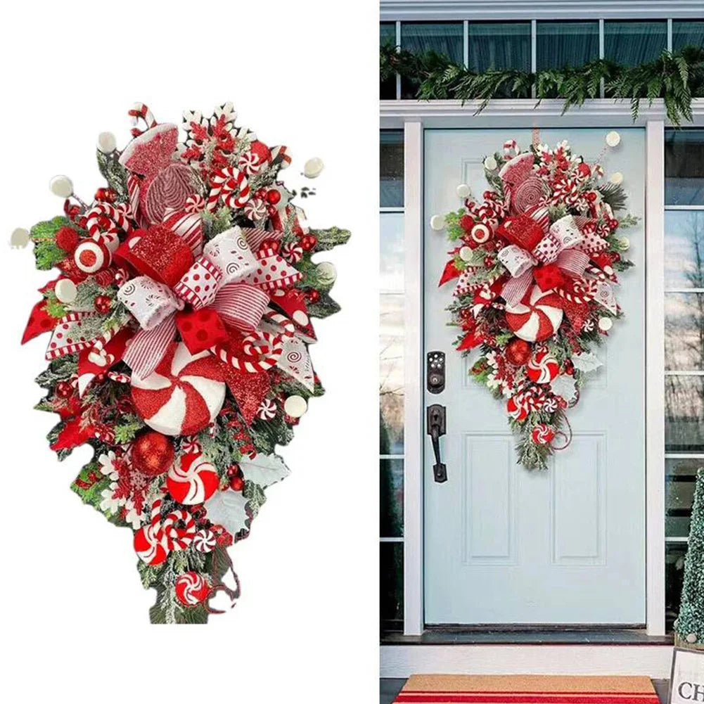 Artificial Xmas Ornament Candy Upside Down Tree Upside Down Artificial Christmas Tree Home Window Door Wall Hanging Decoration