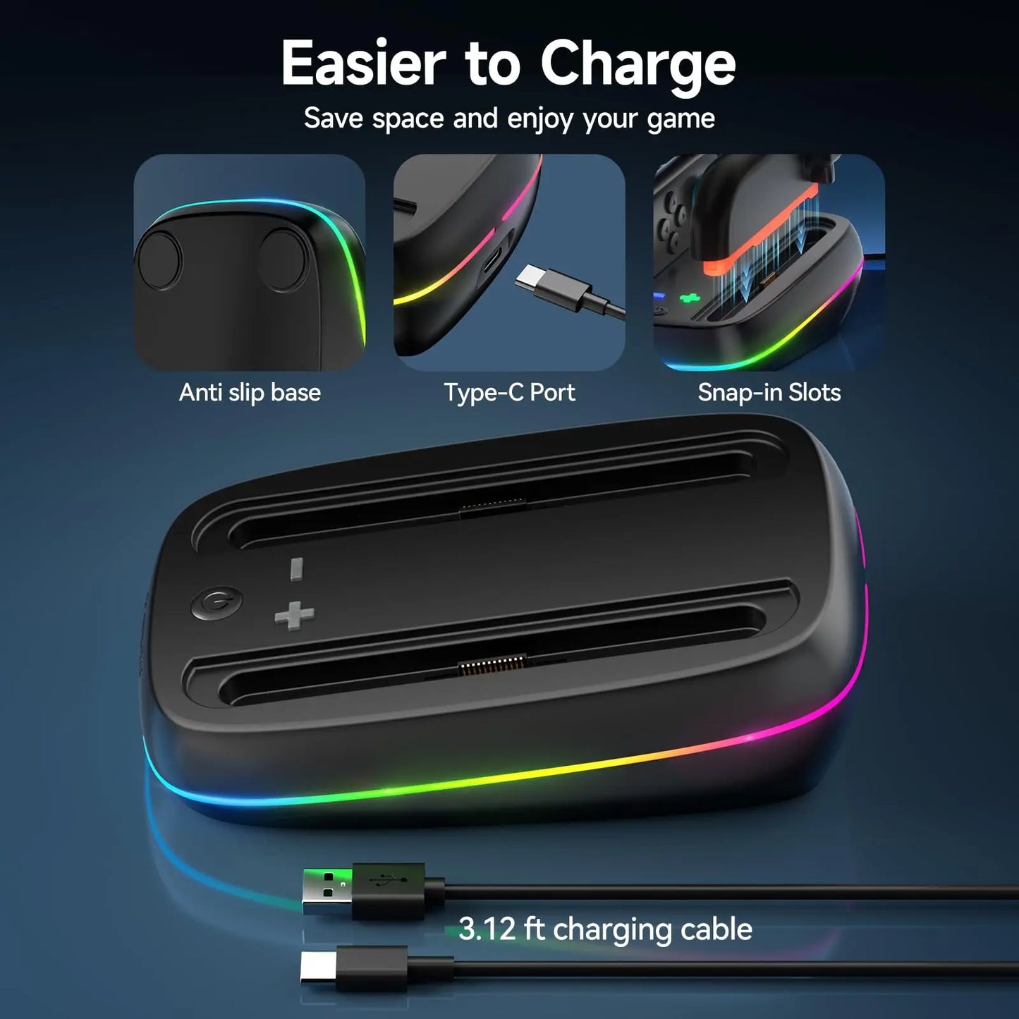 Controller Charging Dock for Nintendo Switch 2 Joy Con Charger Station Charger Stand with LED Indicator Switch Joycon Charger