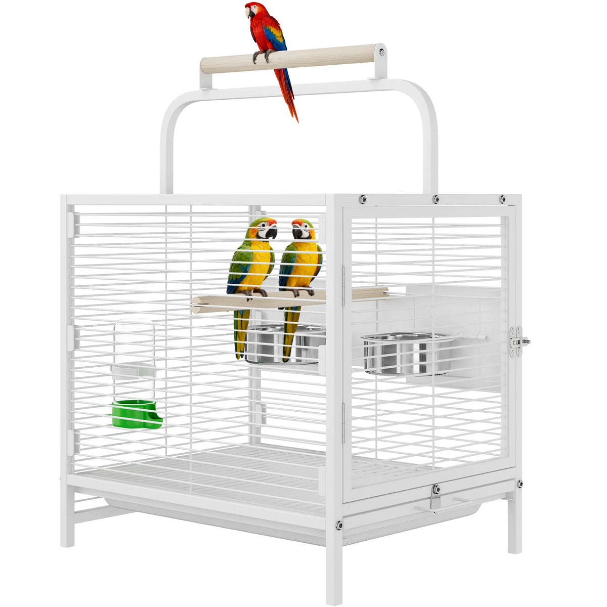Portable Stainless Steel Travel Bird Cage for Small Parrots