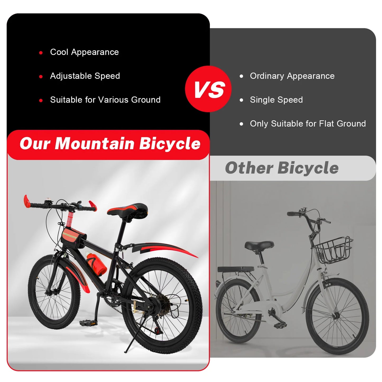 20-Inch 7-Speed Mountain Bike . Kids Bicycle with Adjustable Seat, Front Suspension & Dual Disc Brakes
