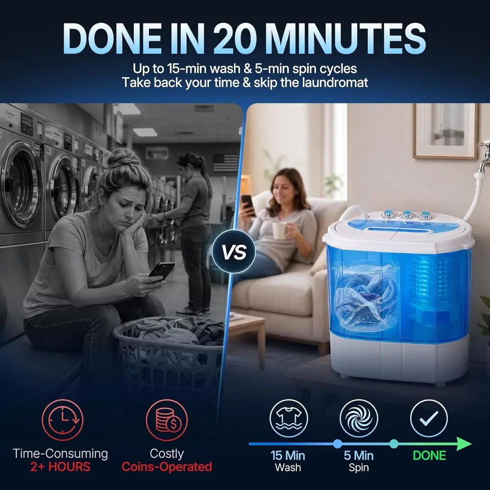 18 LB Portable Twin Tub Washing Machine with Washer & Spin Dryer