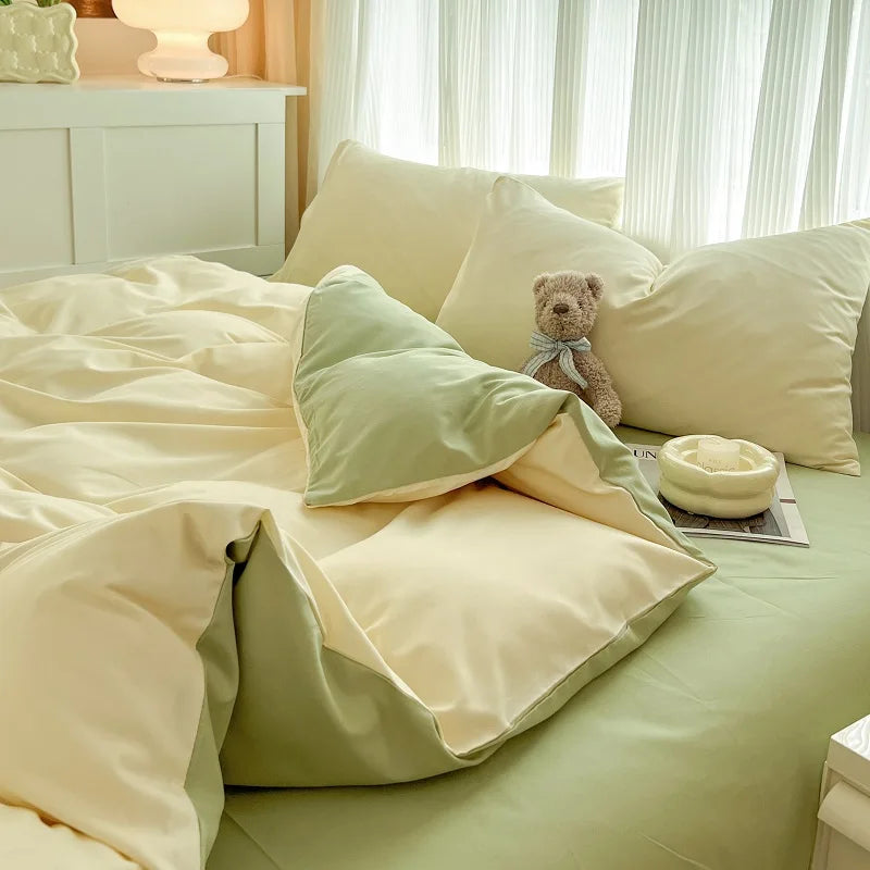 4-Piece Soft Brushed Duvet Cover Set . Solid Color Bedding