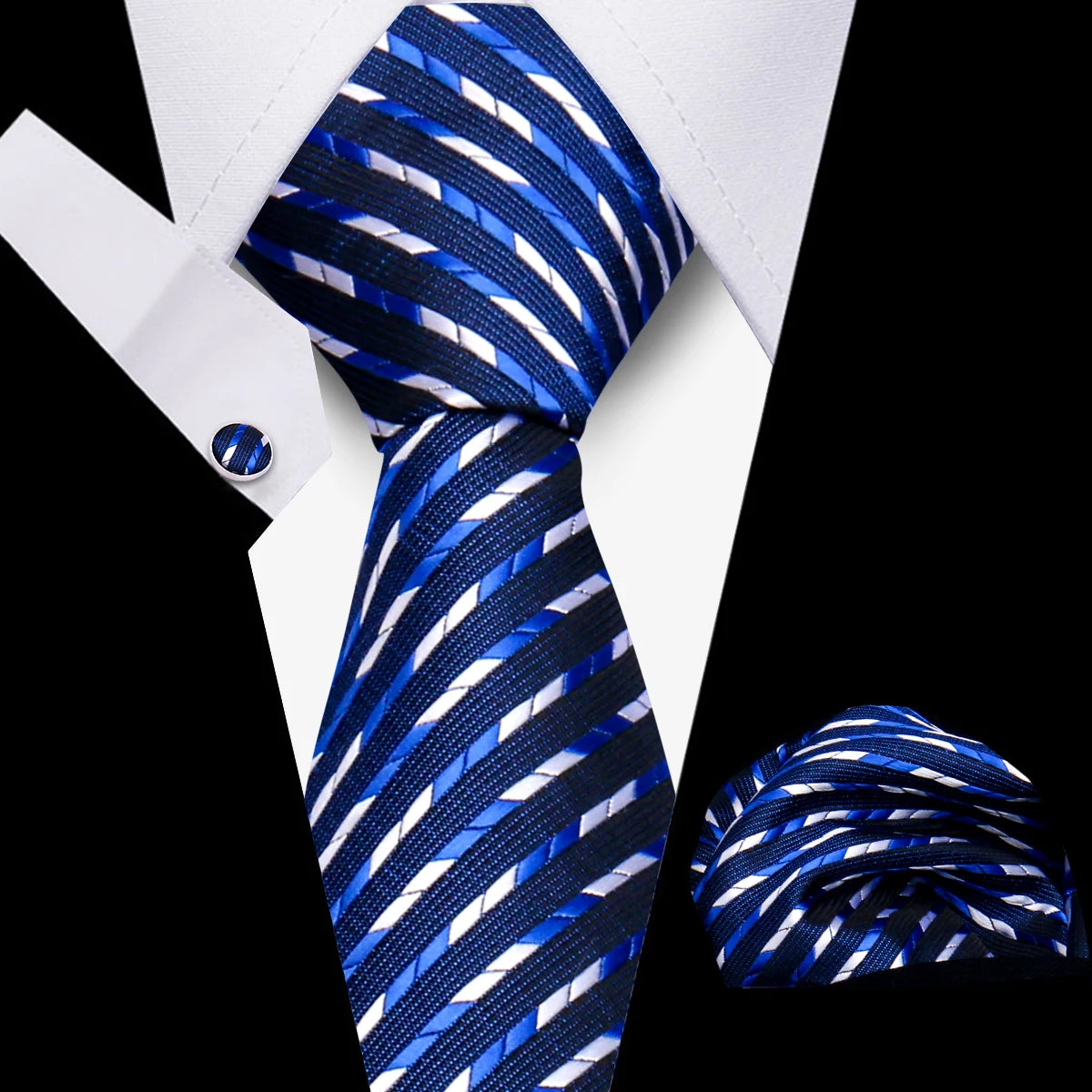 Tie Men Business Necktie Set Classic Plaid Cufflinks Handkerchief For Suit Wedding High Quality 3pcs Ties Sets Formal Gravata