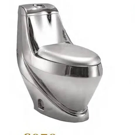 Luxury Gold Electroplated One-Piece Ceramic Toilet . Modern Designer Bathroom Fixture