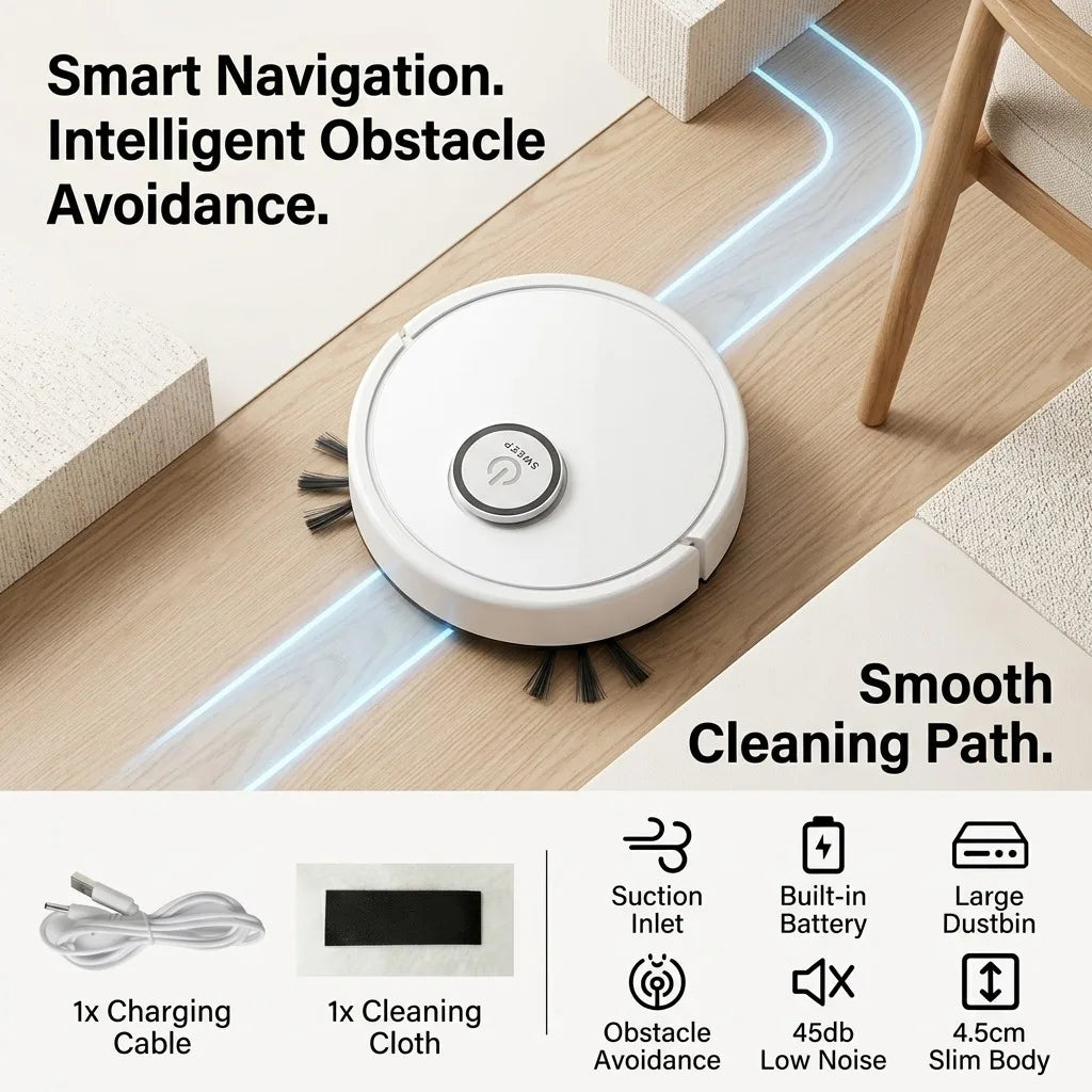 Ultra-Slim Robot Vacuum Cleaner | 4.5cm Smart Home Vacuum