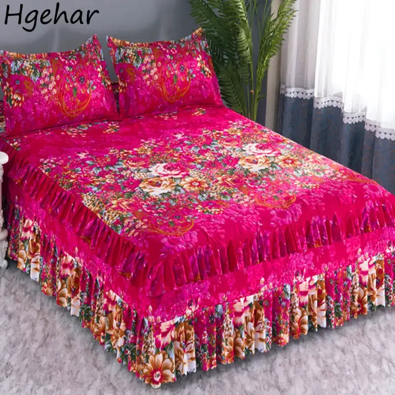 Bedroom Flat Sheets Bed Printed Fashion Modern Queen King Size Washed Cotton Comfortable Bedding Mattress Cover Bedspread New