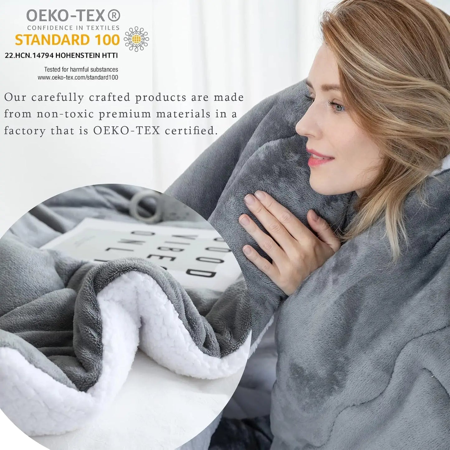 1 Pc Wool Sofa Blanket - Thick and Warm Winter Blanket, Soft Plush Christmas Blanket, Gift for Women, Gray, 50x60 inches