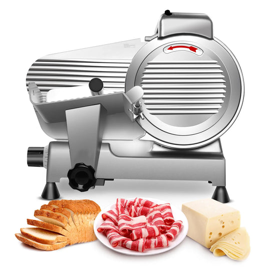 Meat Slicer Machine for Home and Commercial 210W 8.5'' Frozen & Cheese Cutter Chromium Blade, 0-1/2'' Adjustable Semi-Auto