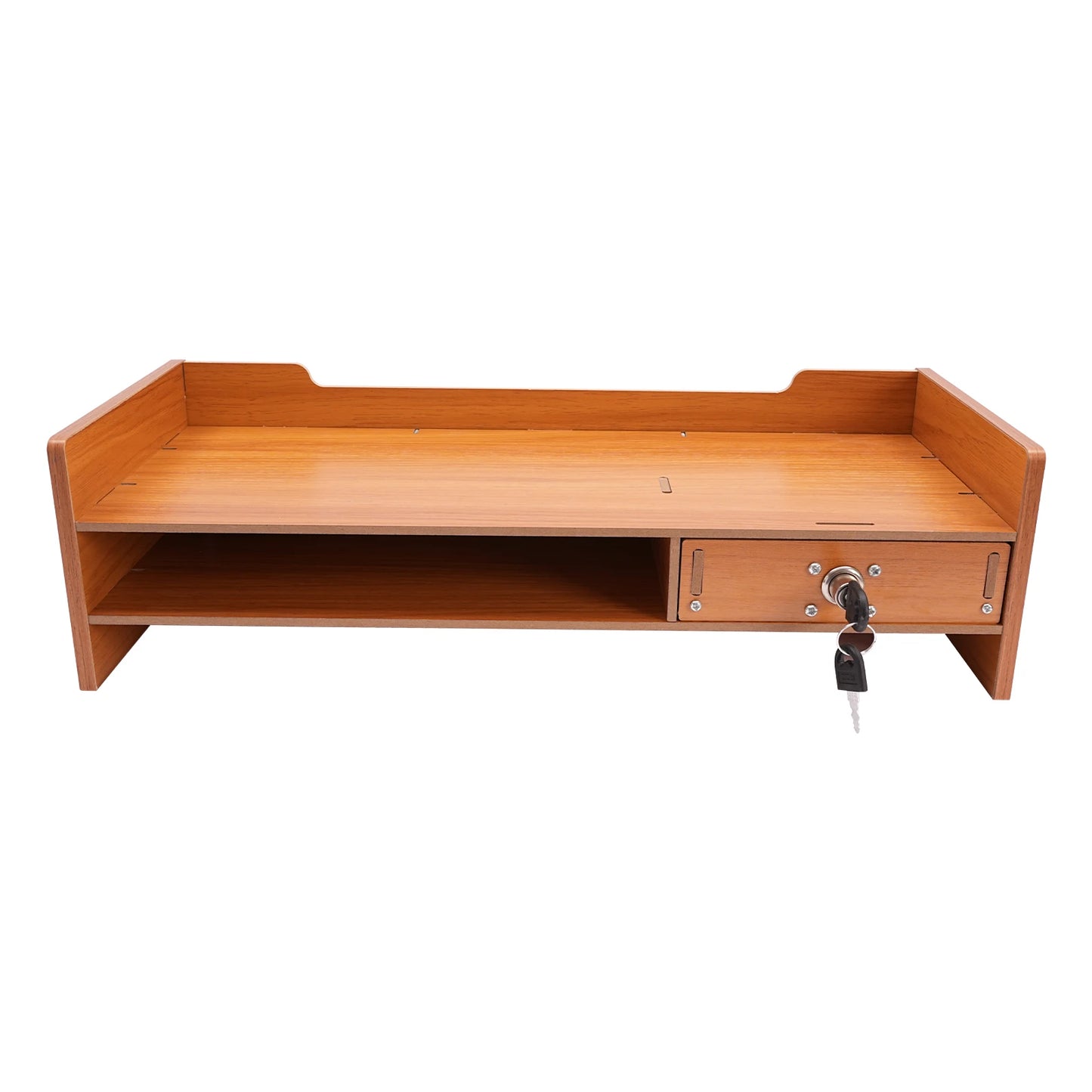 Computer Monitor Stand with Storage Drawers, Wooden Desktop Monitor Riser & Laptop Stand Organizer for Home Office