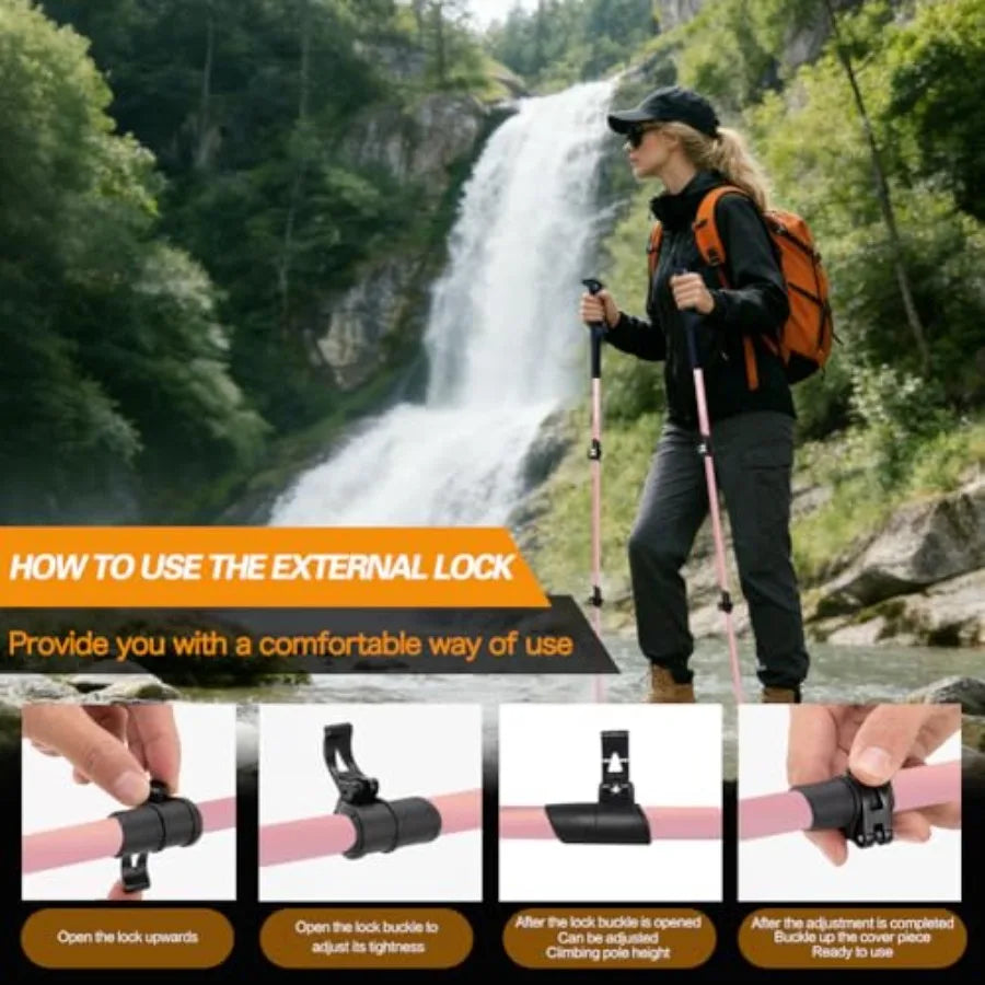 Adjustable Lightweight Hiking Poles Set . Trekking Poles for Hiking, Backpacking & Outdoor Adventures