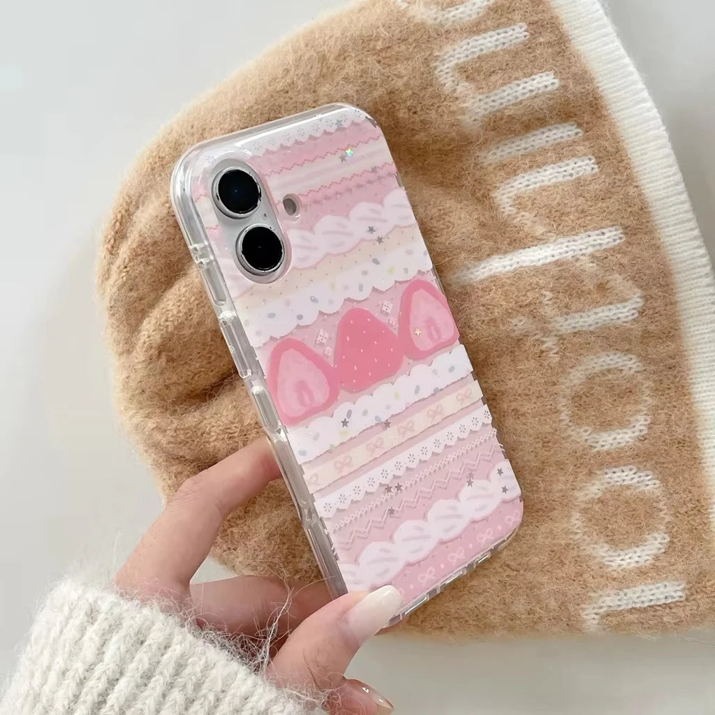 Cute Strawberry Bowknot iPhone Case.Kawaii Protective Phone Cover