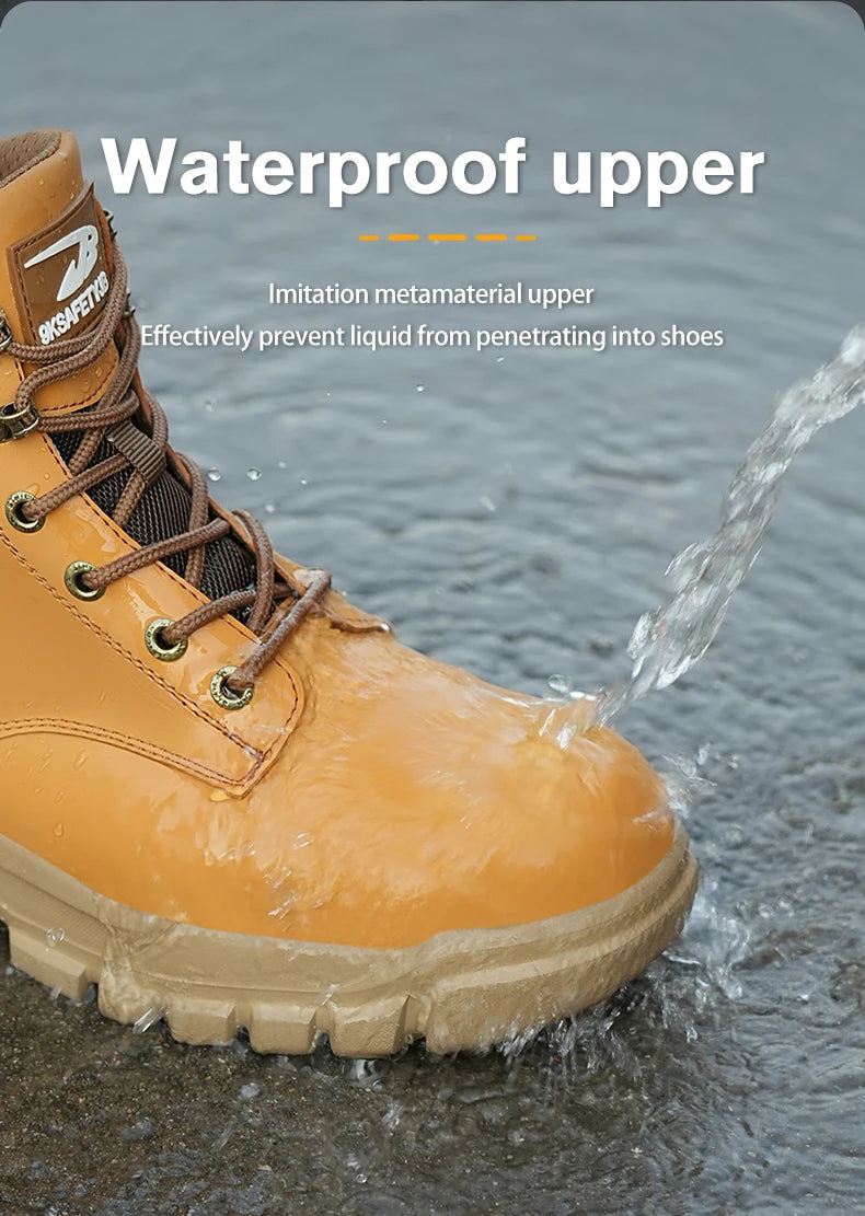 High Top PU Safety Shoes Metal Toe Cap Anti Smash Puncture