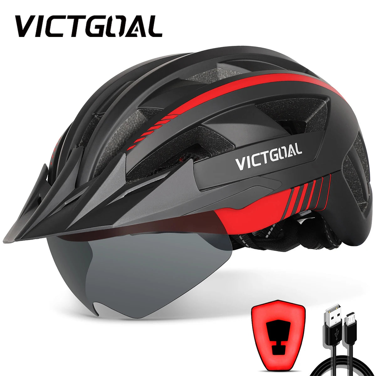 VICTGOAL Adult Cycling Helmet with Visor – Road & Mountain Bike Helmet