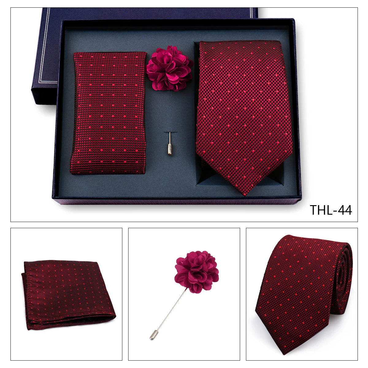 Luxury Men’s Paisley Necktie Gift Set. Silk Tie, Pocket Square, Cufflinks & Gift Box for Weddings & Business