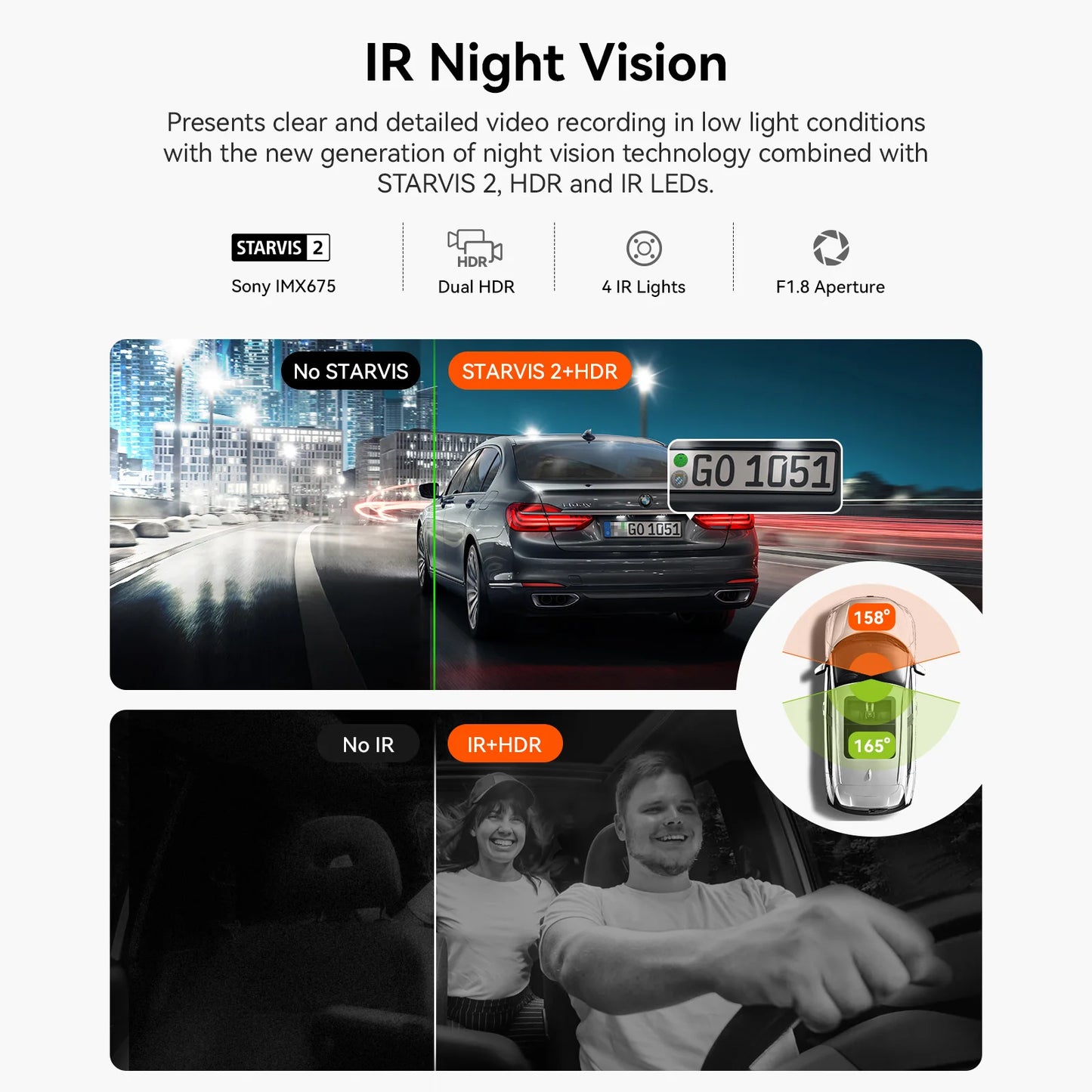 Vantrue N2X 2.7K HDR Dashcam Front and Inside 5G WiFi Dual Dash Camera with IR Night Vision STARVIS 2 Voice Control 60FPS GPS