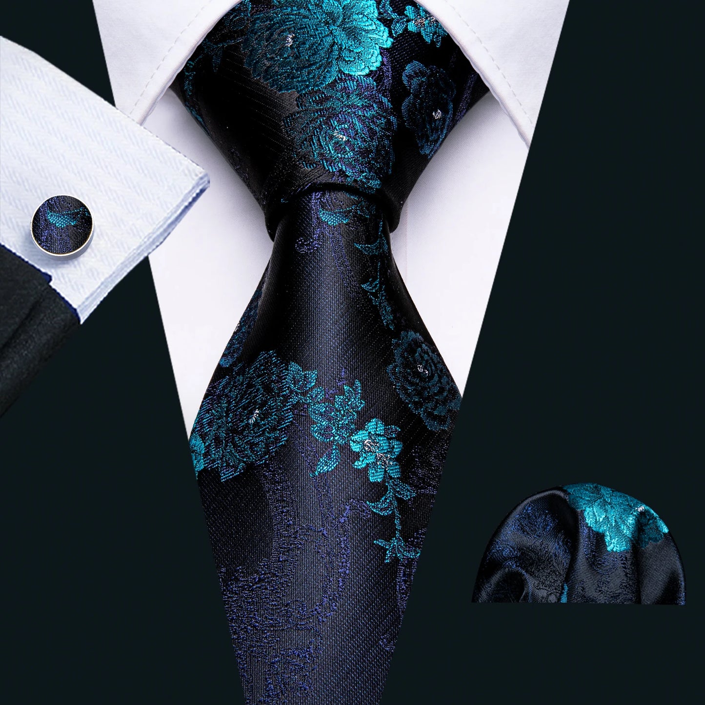 Men’s Luxury Brown Floral Silk Necktie .Elegant Wedding, Business & Formal Dress Tie