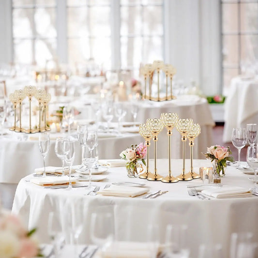 15pcs Candle Holders for Tea Lights Wedding Table Gold Crystal Candle Holders Candle for Party Thanksgiving Gift